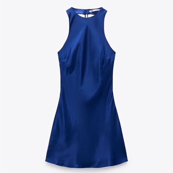 Zara Dresses Zara Blue Satin Dress Poshmark